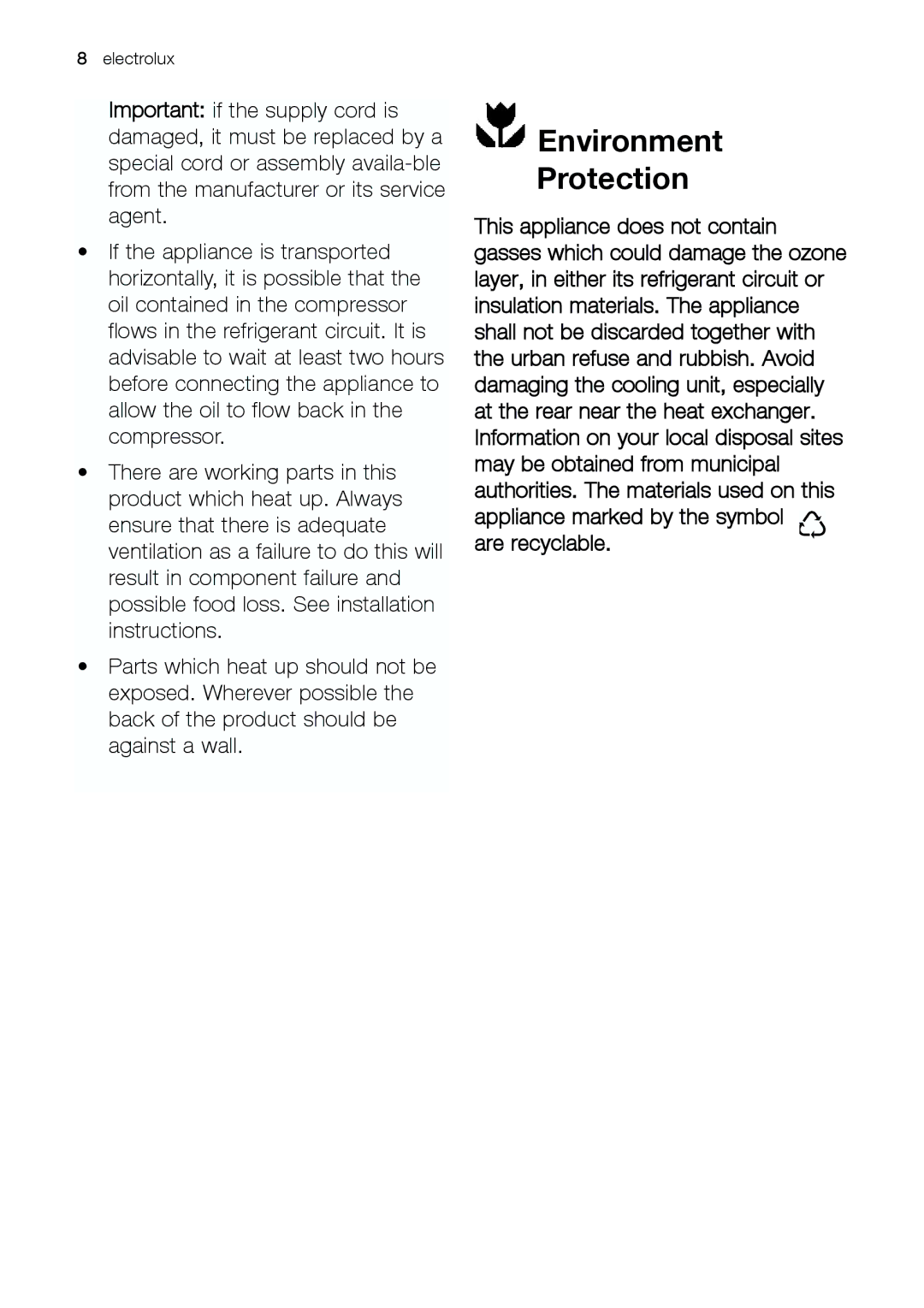 Electrolux ERC 34292 S manual Environment Protection 