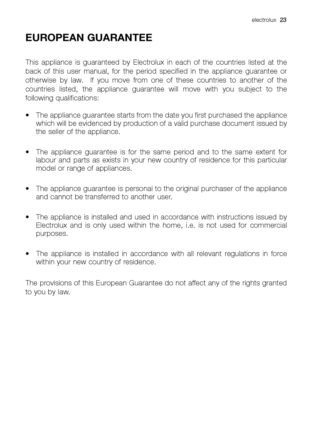 Electrolux ERC 39292 S manual European Guarantee 