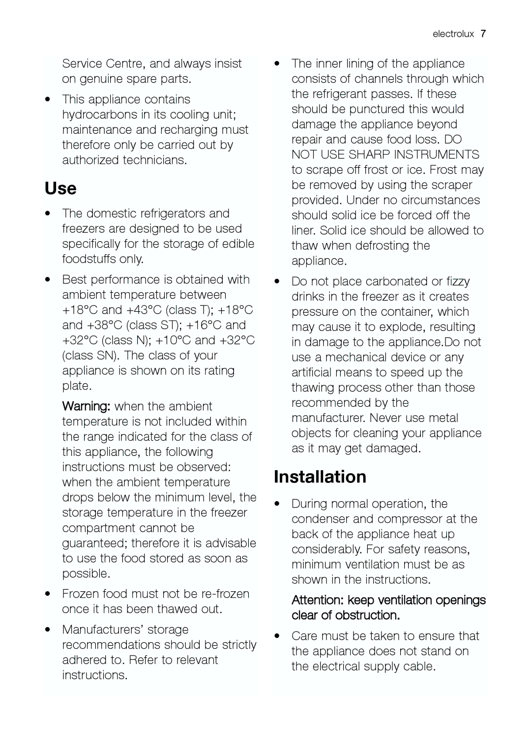 Electrolux ERC 39392 S manual Use, Installation 