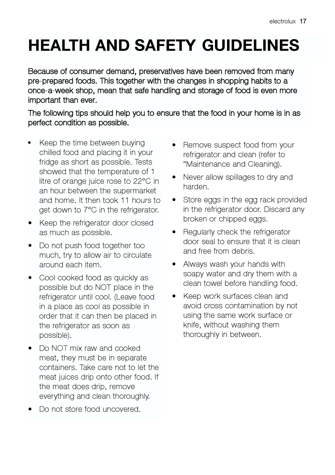 Electrolux ERE 39392 X manual Health and Safety Guidelines 