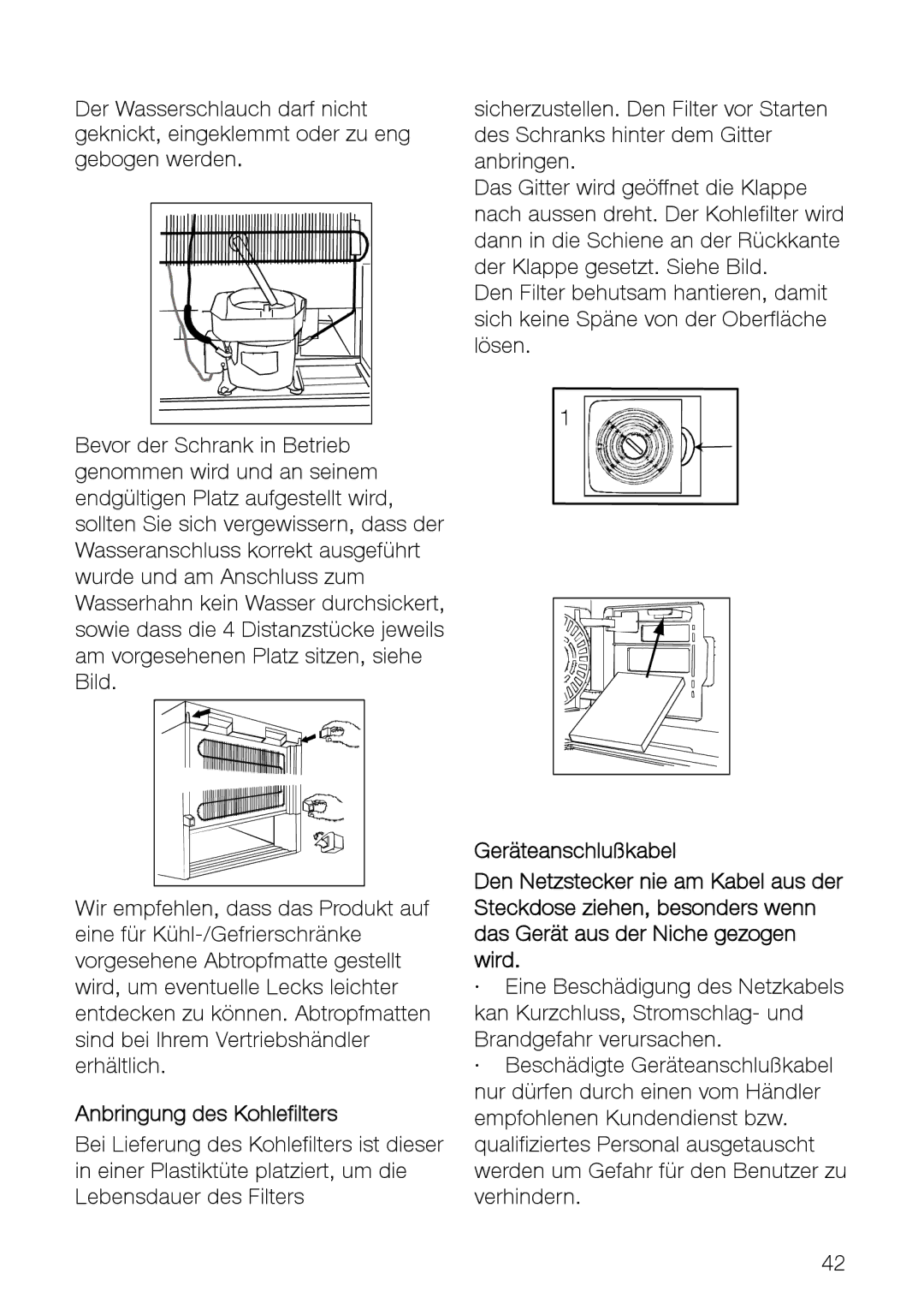 Electrolux ERES35800 user manual Anbringung des Kohlefilters 