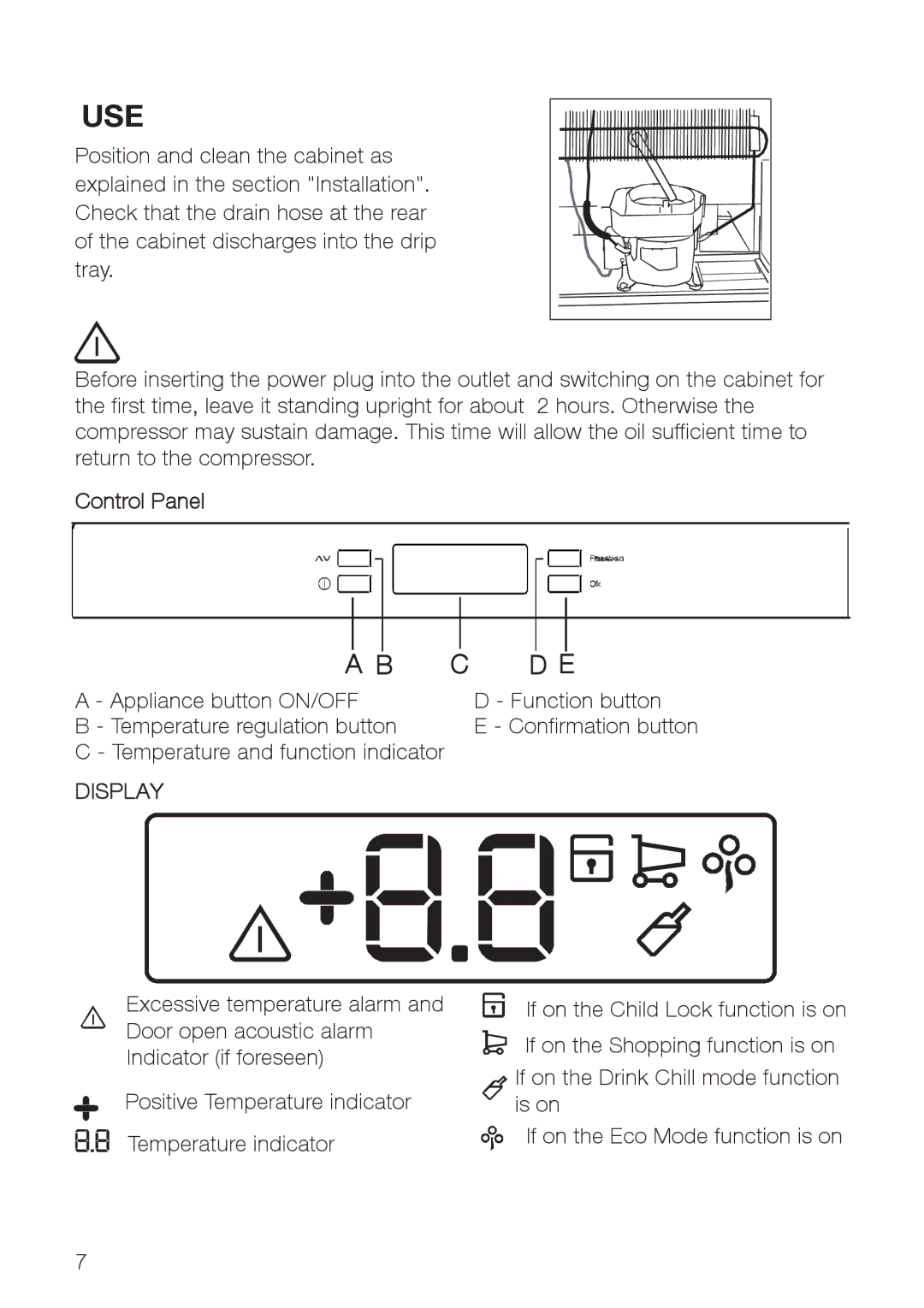 Electrolux ERES35800 user manual Use, Control Panel 