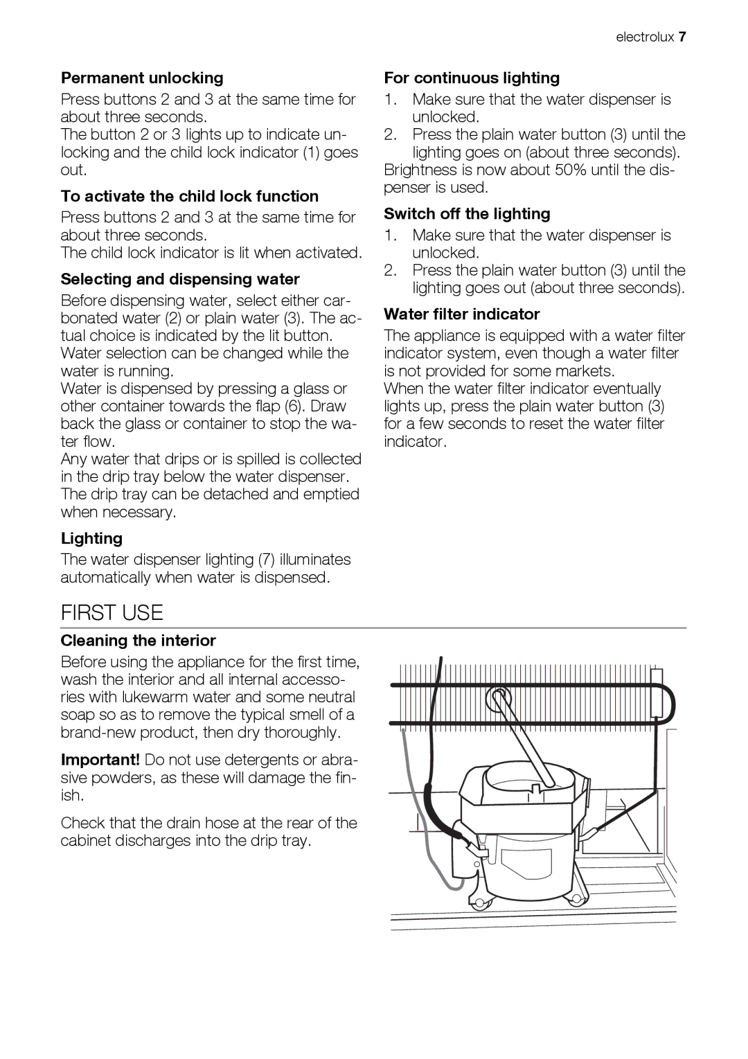 Electrolux ERES38820X user manual First USE 