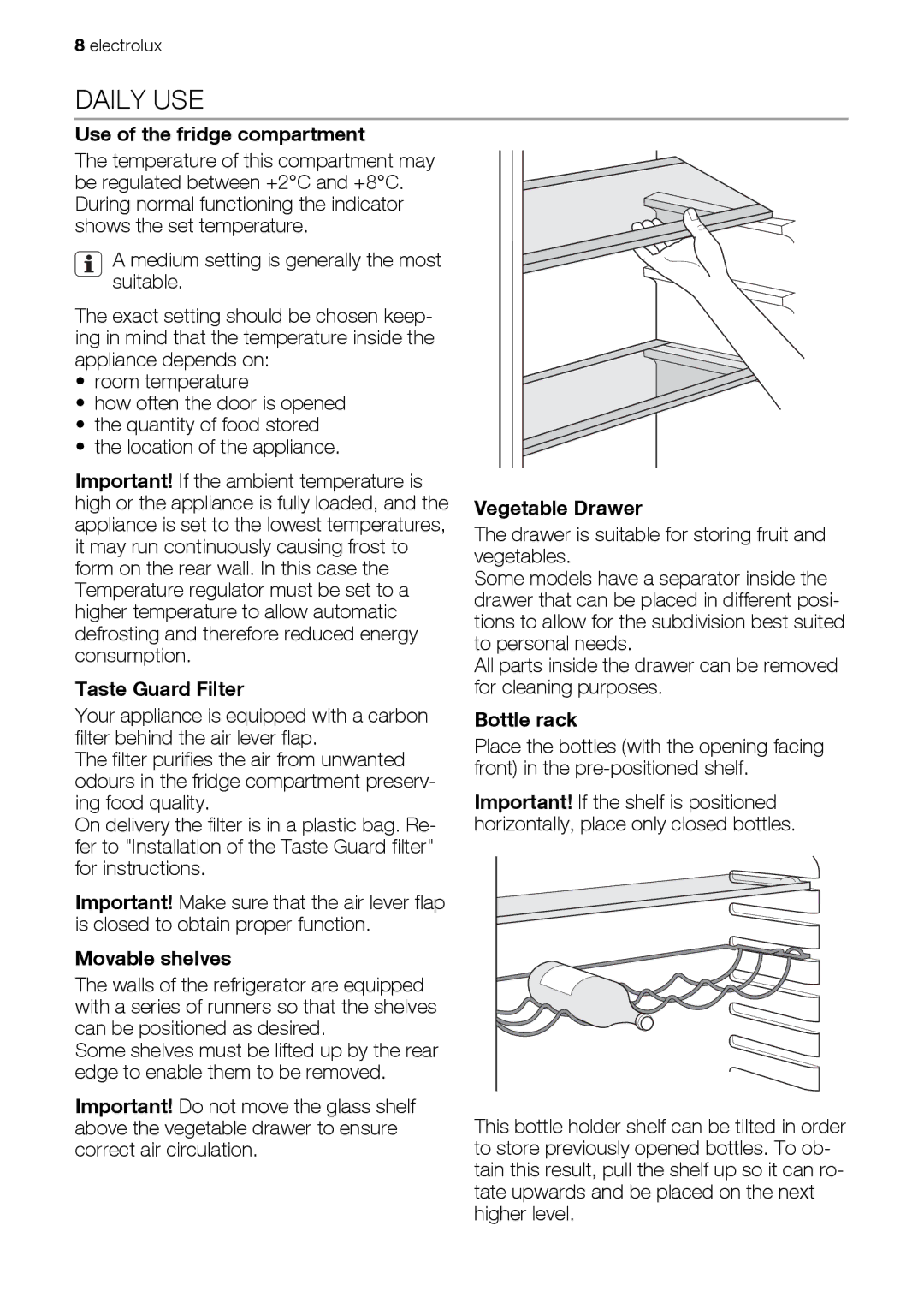 Electrolux ERES38820X user manual Daily USE 