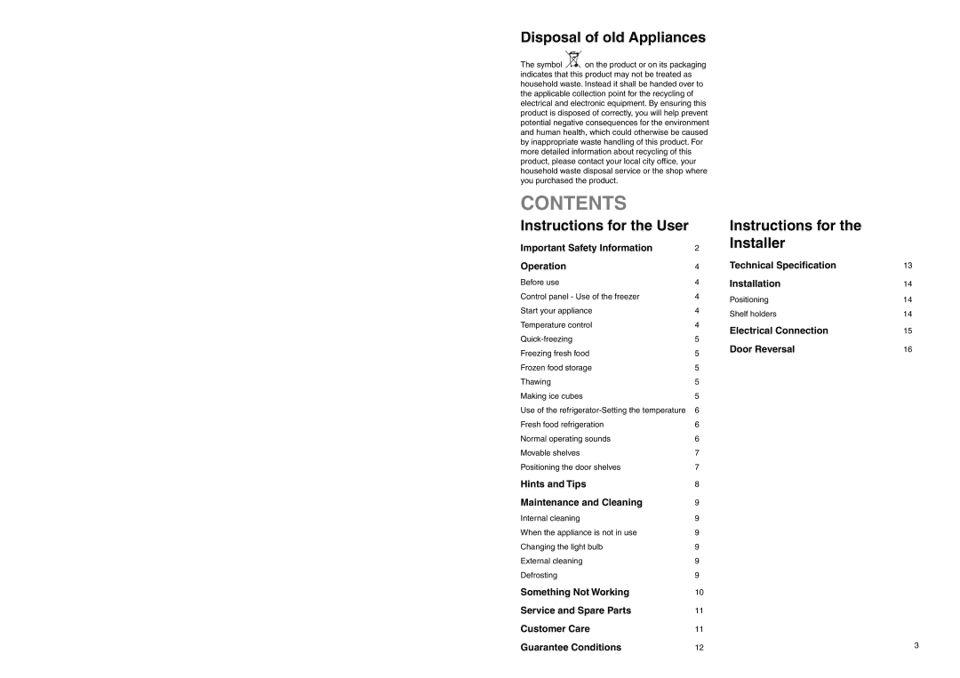 Electrolux ERF 2832 manual Contents 