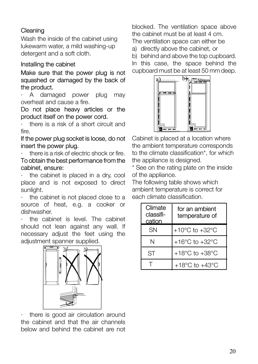 Electrolux ERF37800WX user manual Cleaning, To obtain the best performance from the cabinet, ensure 