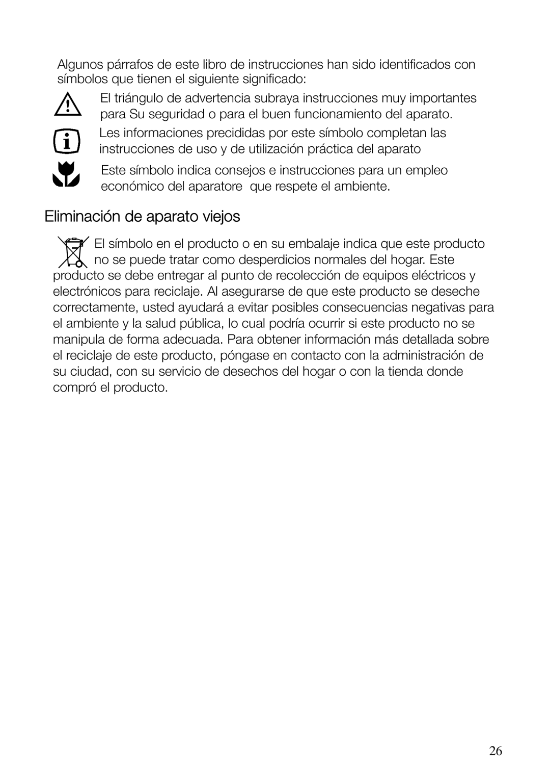 Electrolux ERF37800WX user manual Eliminación de aparato viejos 