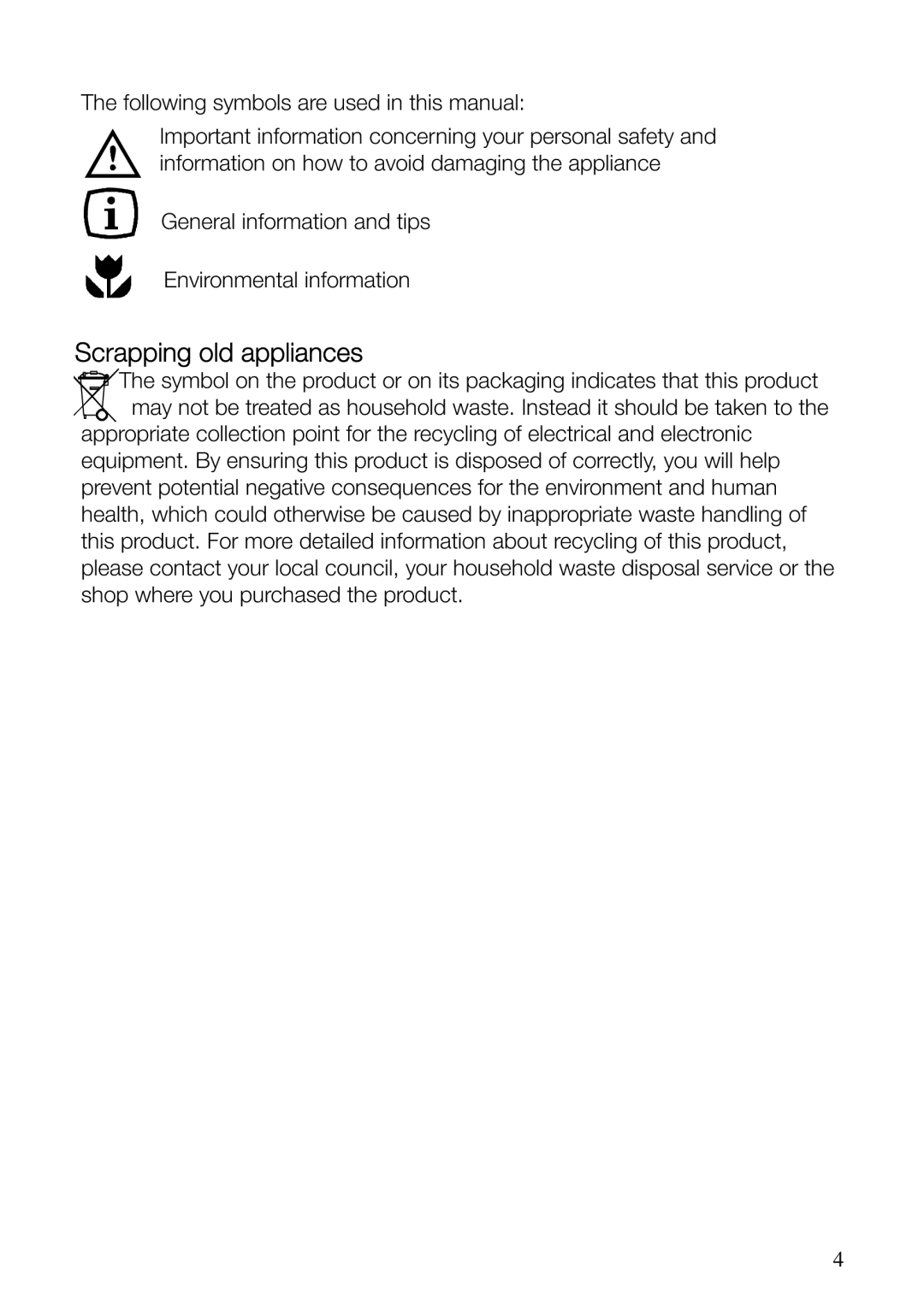 Electrolux ERF37800WX user manual Scrapping old appliances 