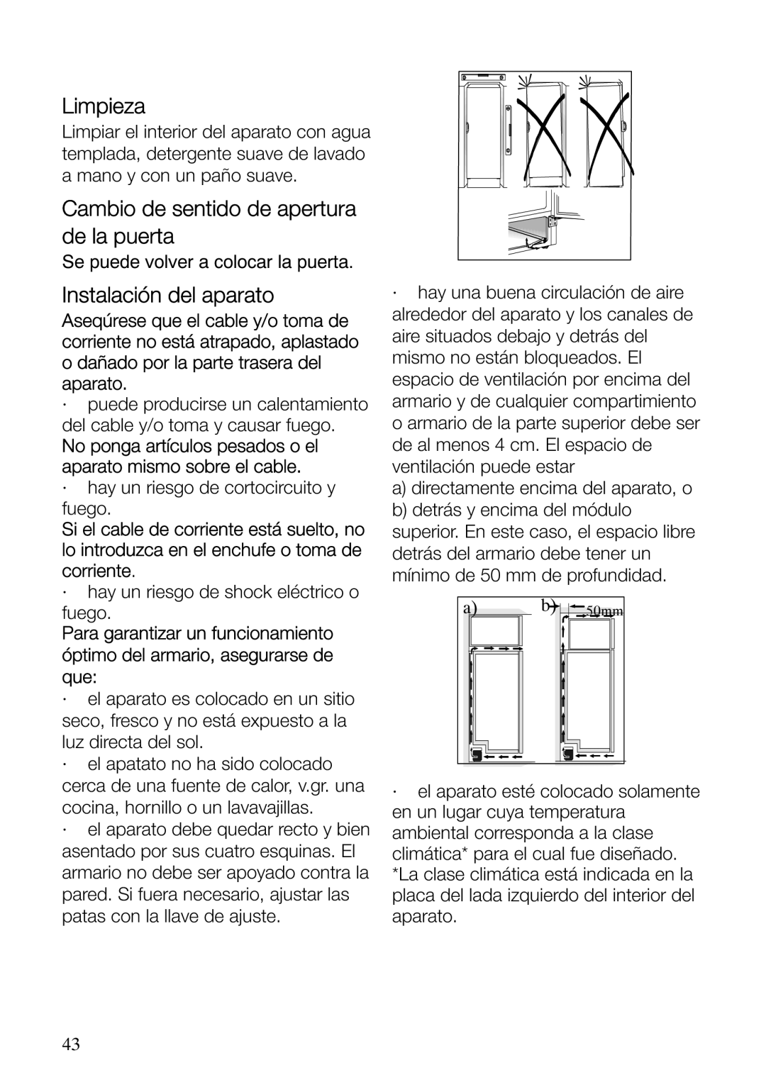 Electrolux ERF37800WX user manual Cambio de sentido de apertura de la puerta, Instalación del aparato 