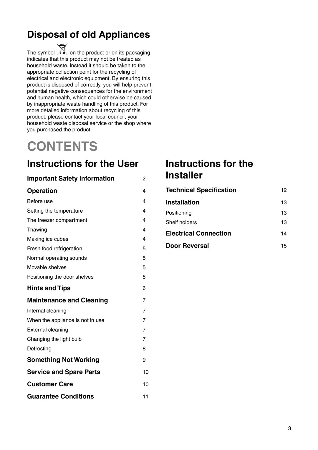 Electrolux ERN 15300 manual Contents 