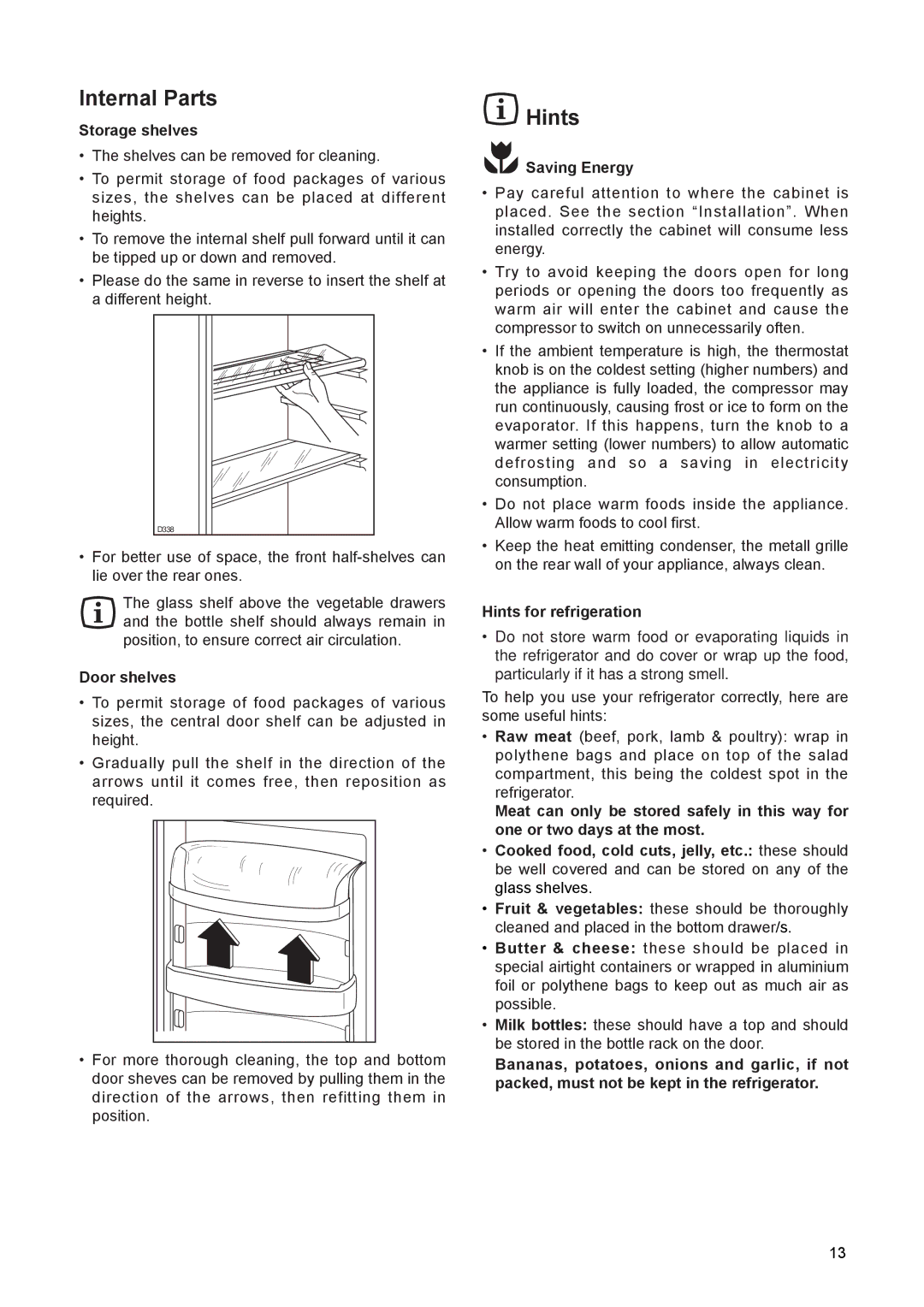 Electrolux ERN 23500, ERN 16300 manual Internal Parts, Hints 