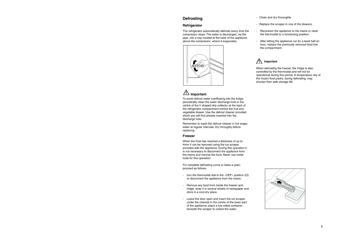 Electrolux ERN 2820 manual Defrosting, Refrigerator 