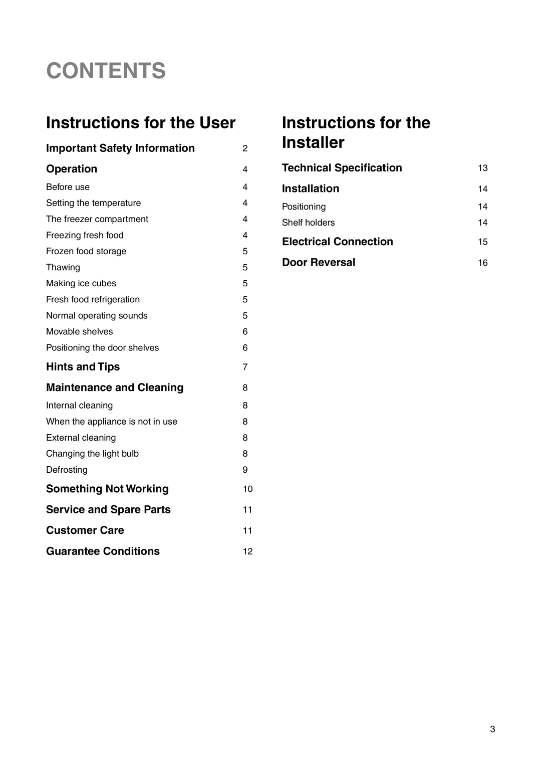 Electrolux ERN 2821 manual Contents 