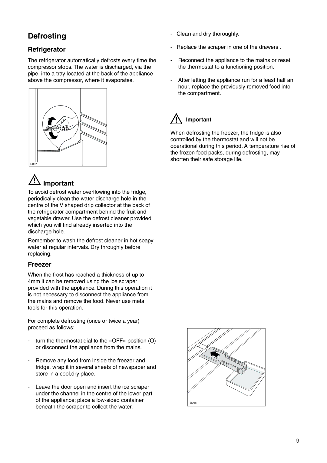 Electrolux ERN 2821 manual Defrosting, Refrigerator 