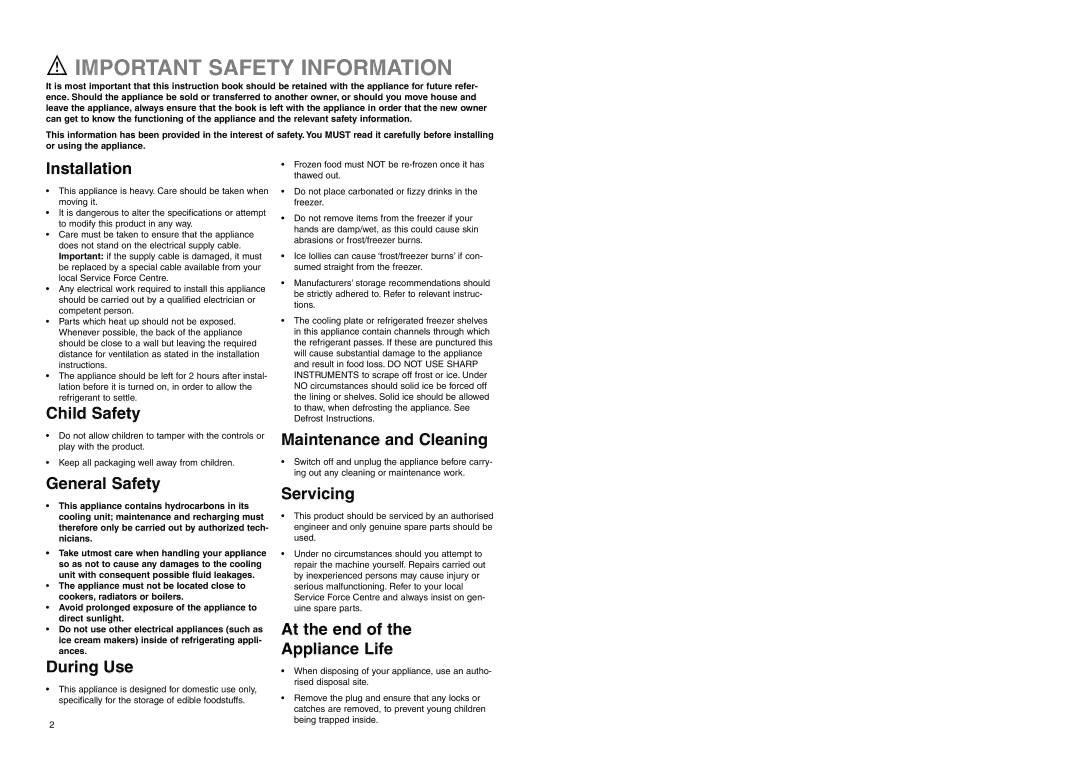 Electrolux ERN 2920 manual Important Safety Information, Installation 