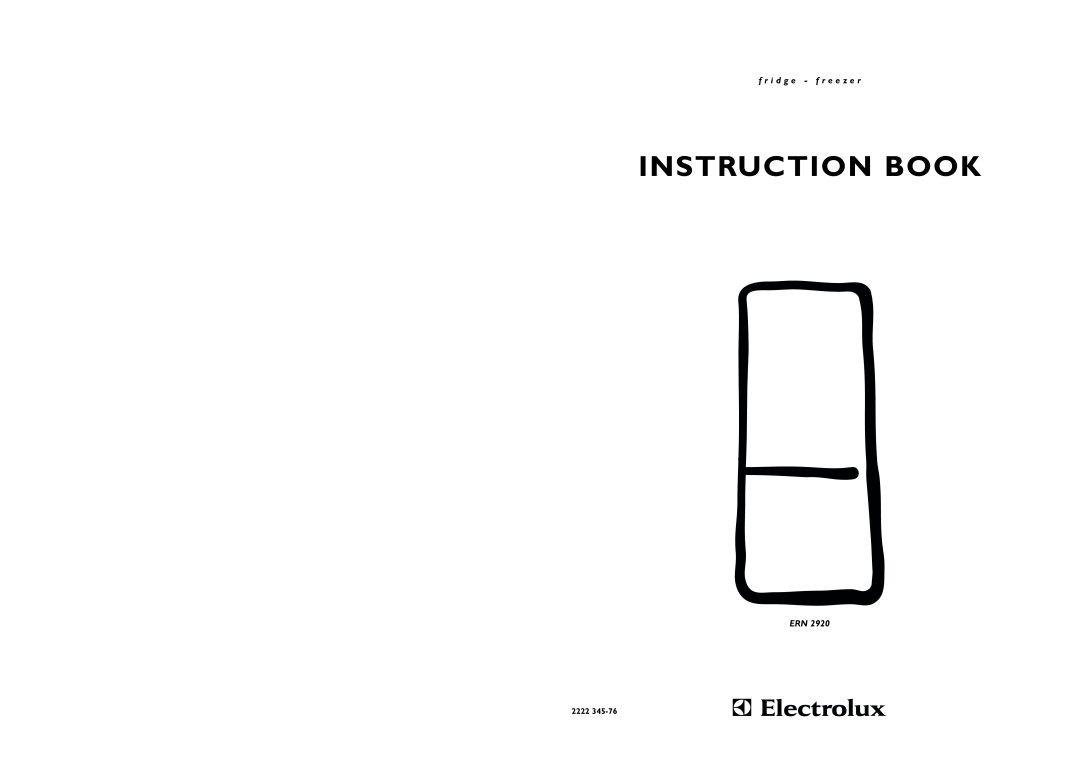 Electrolux ERN 2920 manual Instruction Book, f r i d g e - f r e e z e r, 2222 