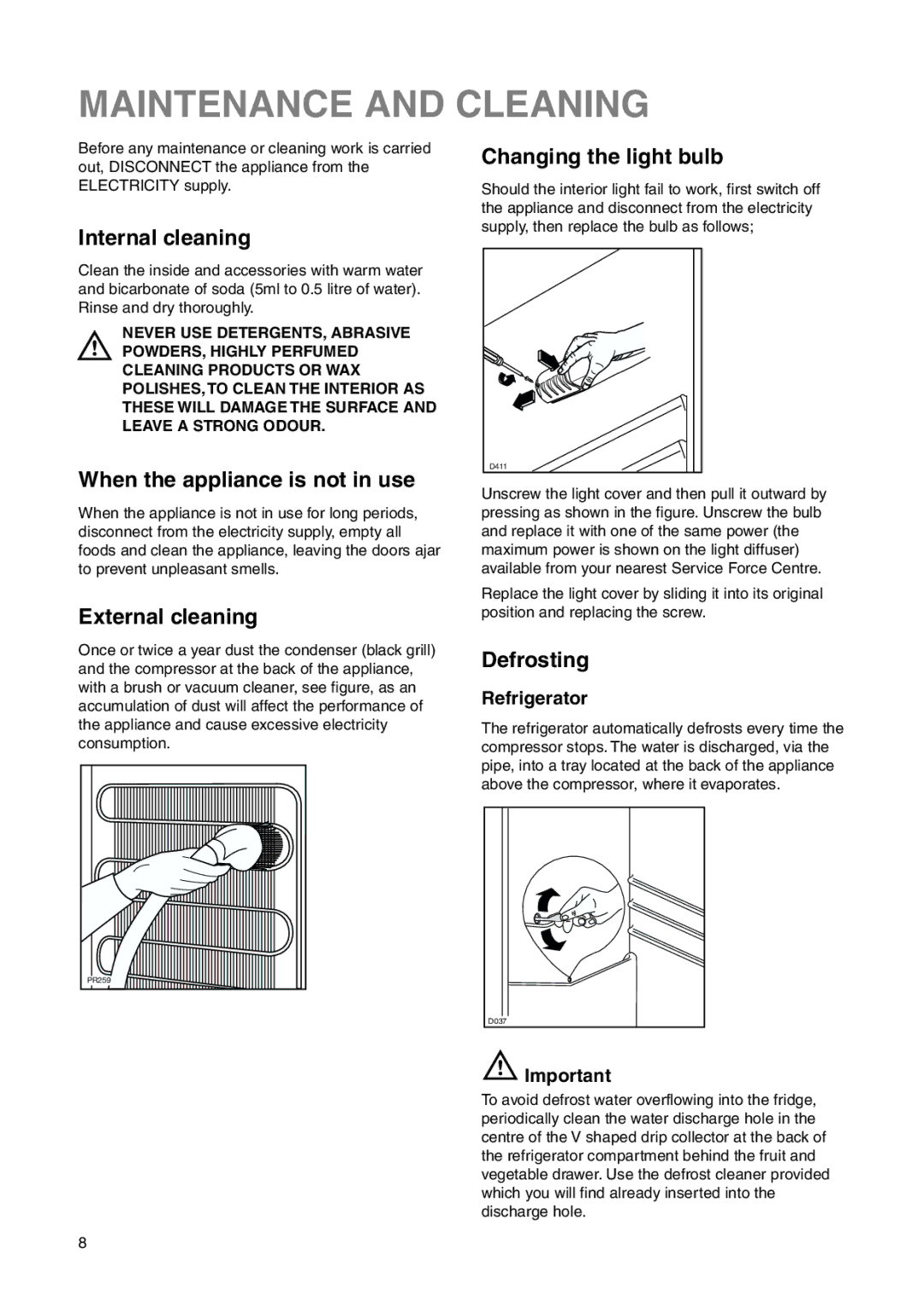 Electrolux ERN 29600 user manual Maintenance and Cleaning 