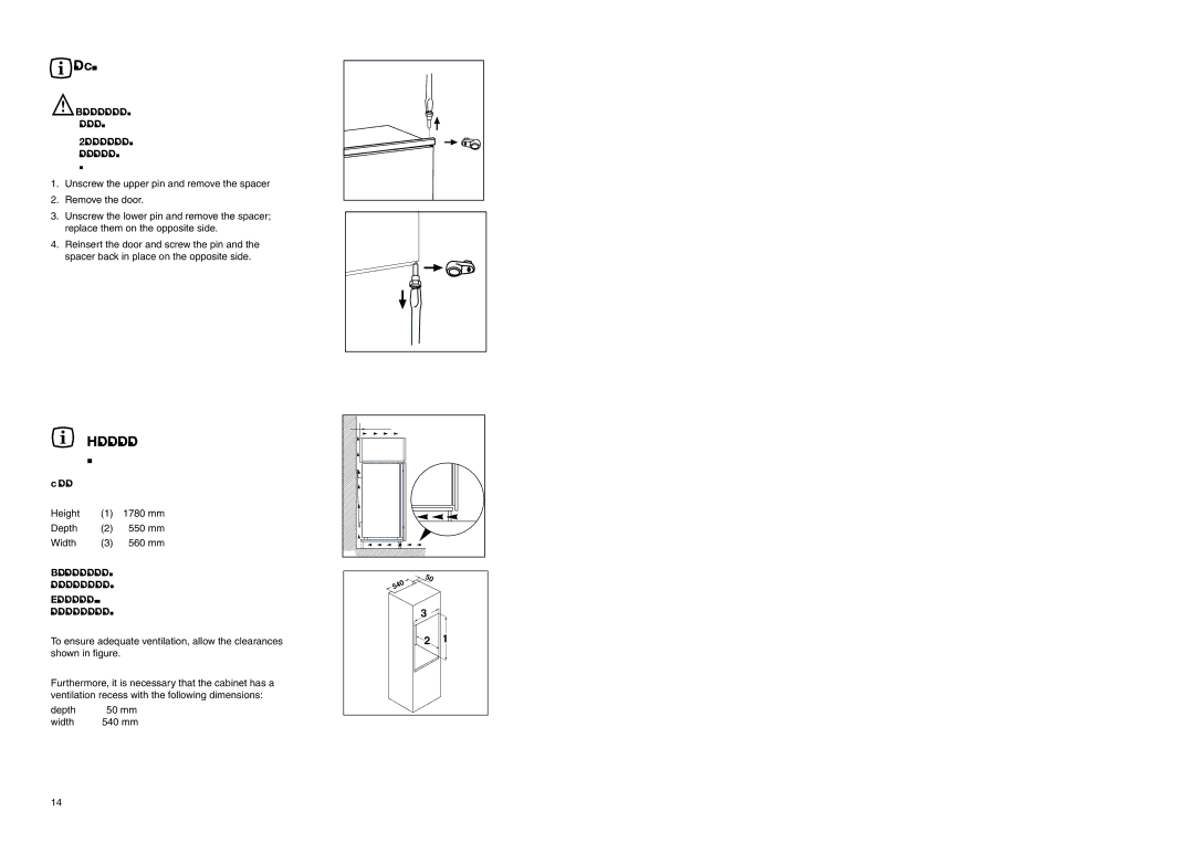 Electrolux ERN 3420 manual Door Reversibility, Instructions for totally built-in appliances 