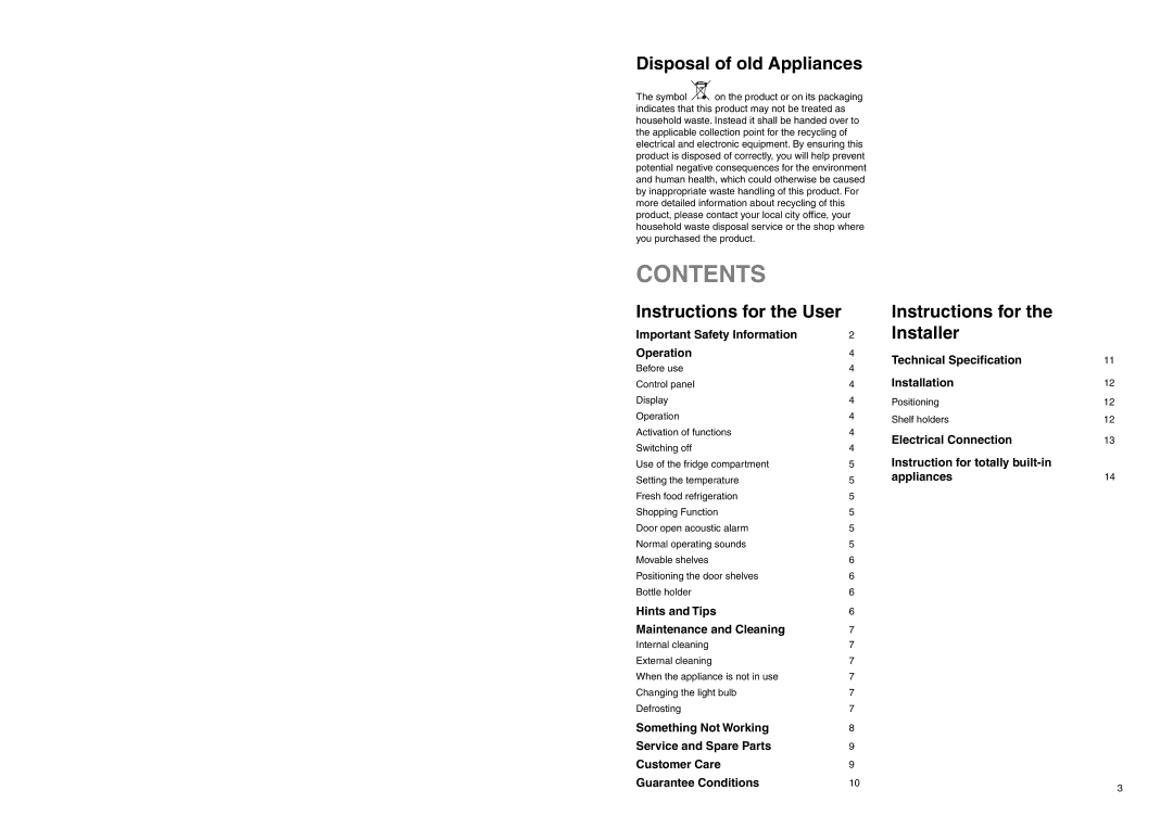 Electrolux ERN 3420 manual Contents 