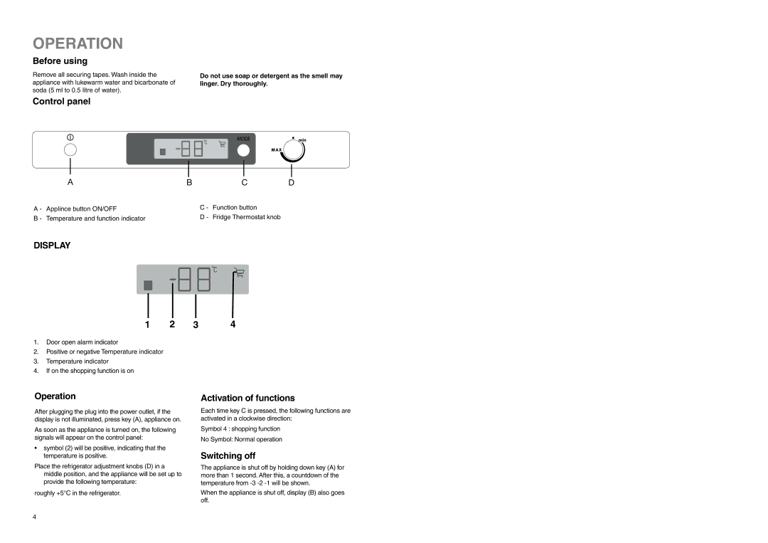 Electrolux ERN 3420 manual Operation 