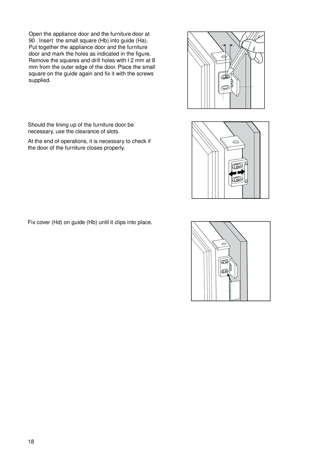 Electrolux ERN 34800 user manual Fix cover Hd on guide Hb until it clips into place 