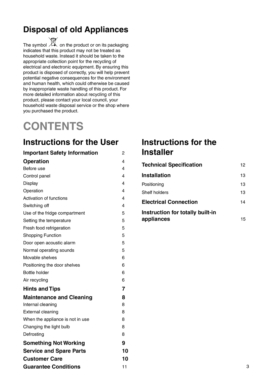 Electrolux ERN 34800 user manual Contents 