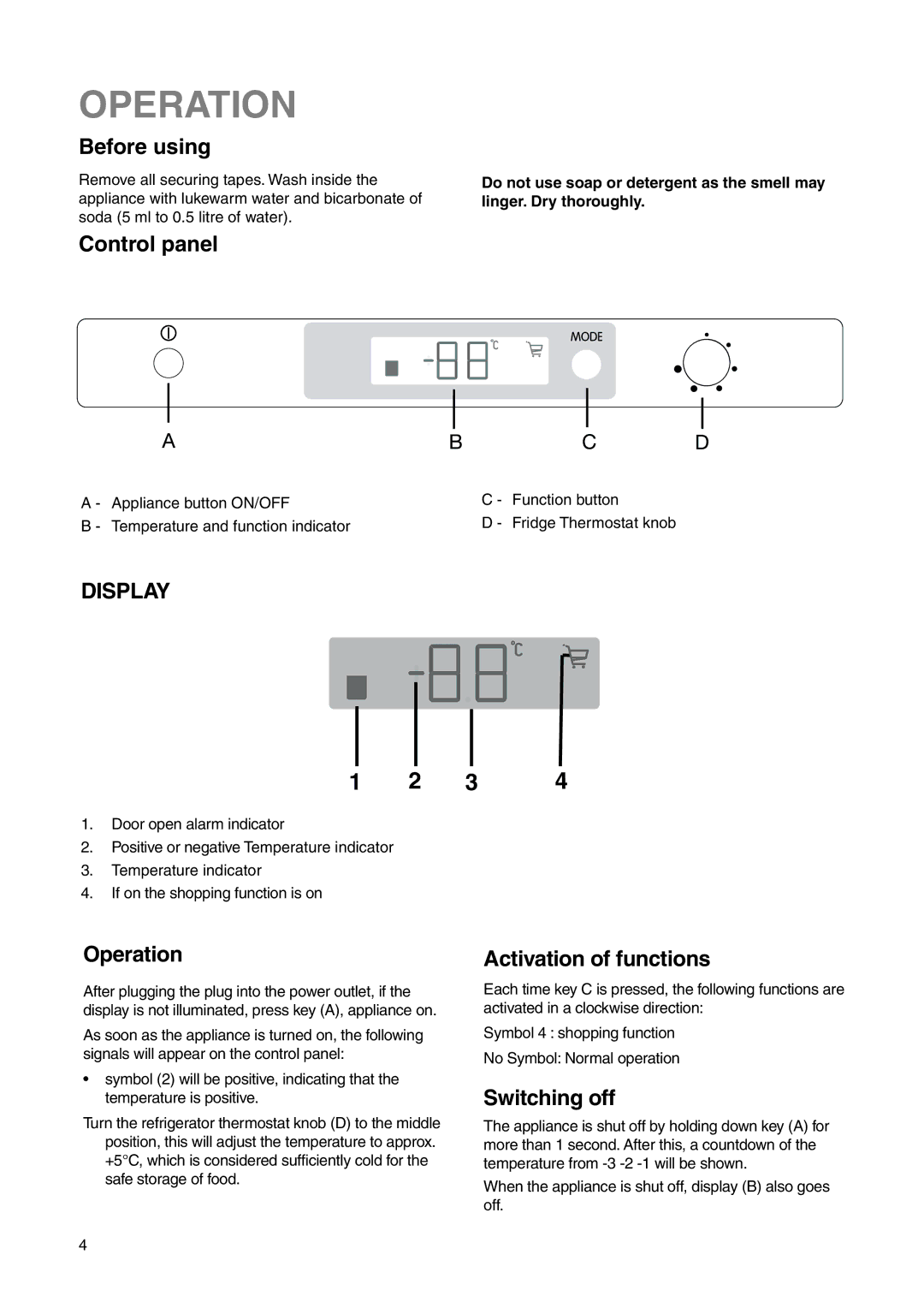 Electrolux ERN 34800 user manual Operation 