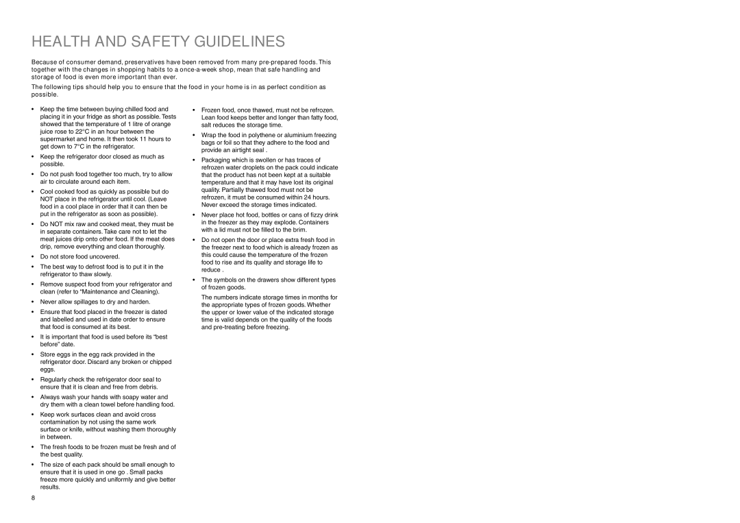 Electrolux ERN 7926 manual Health and Safety Guidelines 