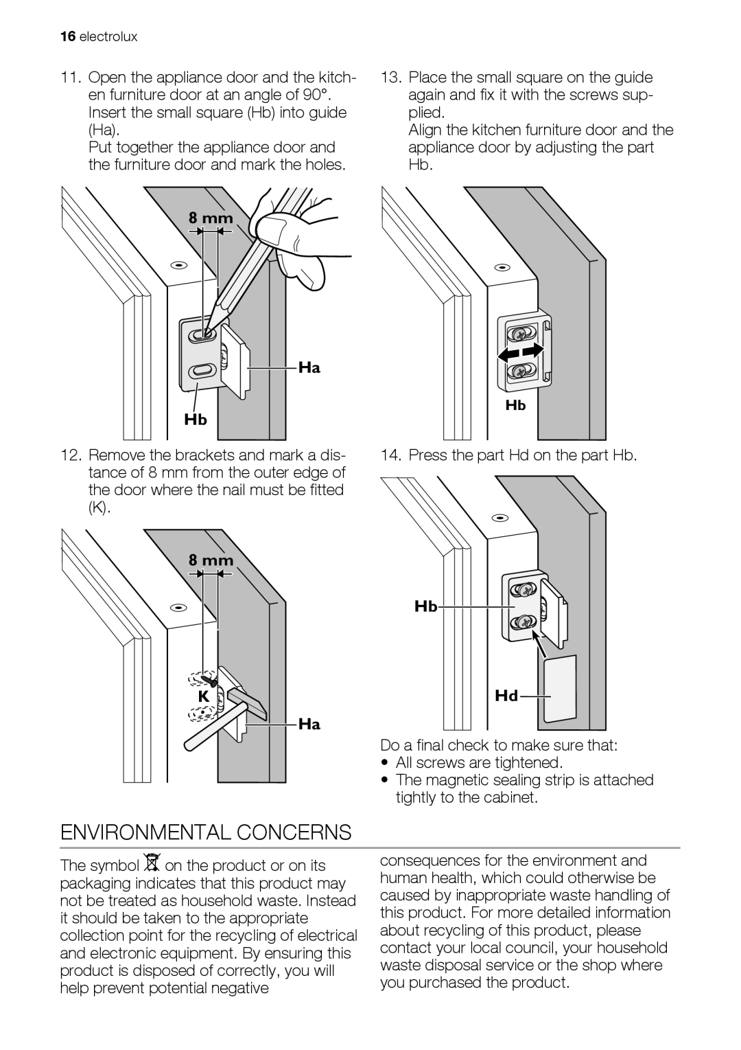 Electrolux ERN28700 user manual Environmental Concerns 