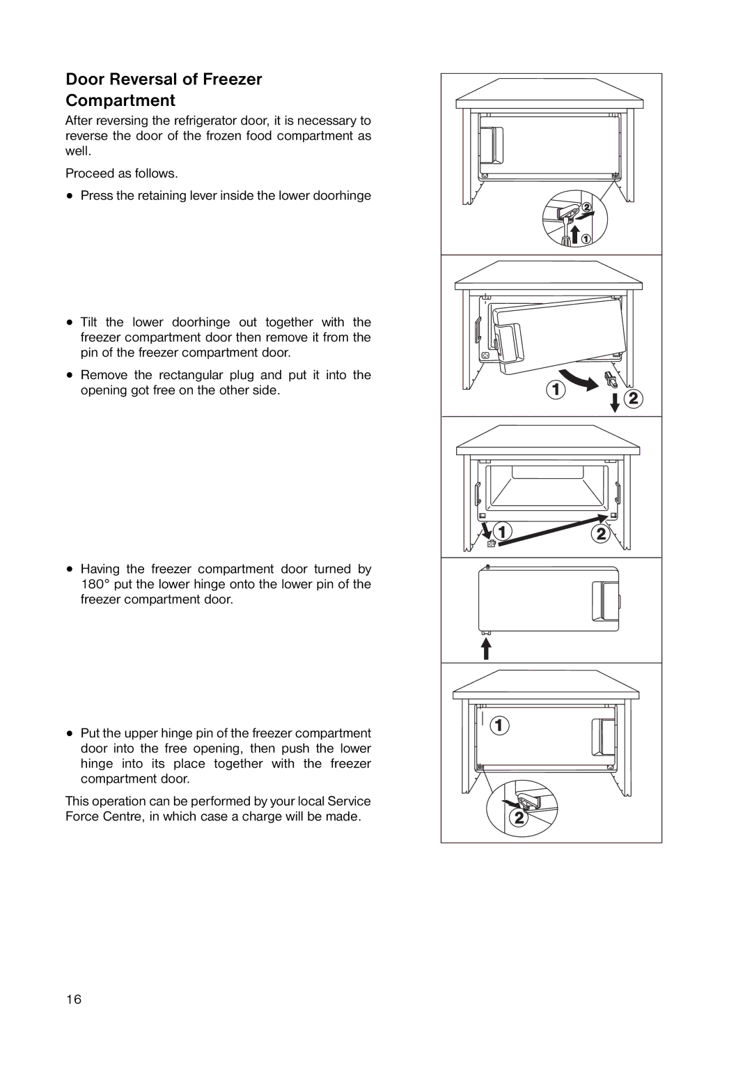 Electrolux ERT 1546 manual Door Reversal of Freezer Compartment 