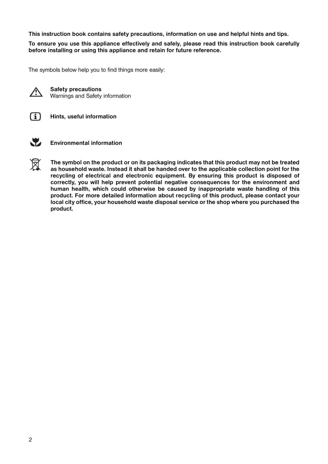 Electrolux ERT 1546 manual Symbols below help you to find things more easily 