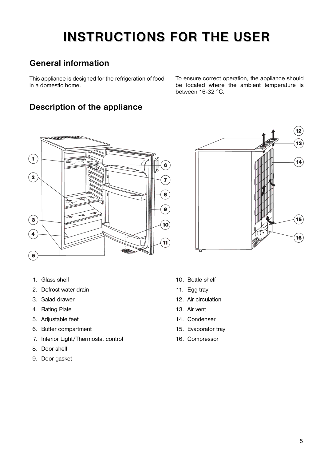 Electrolux ERT 1646 manual General information, Description of the appliance 