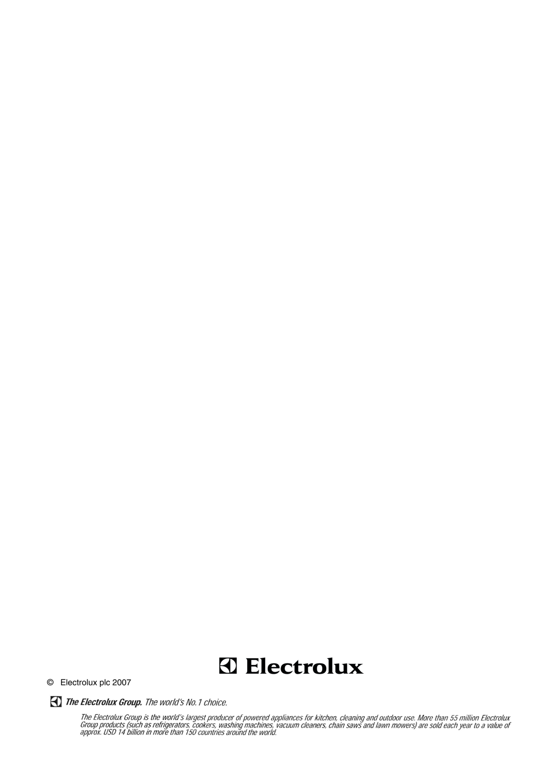 Electrolux ERU 13400 manual Electrolux plc 