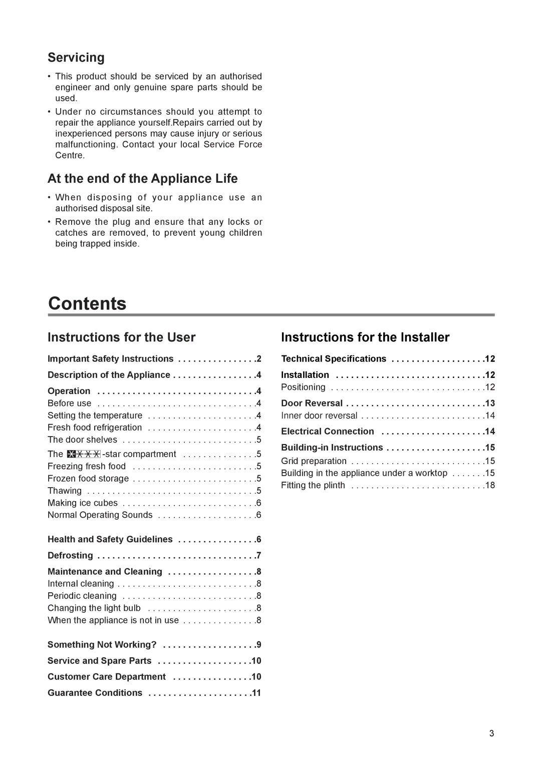 Electrolux ERU 6374 instruction manual Contents 