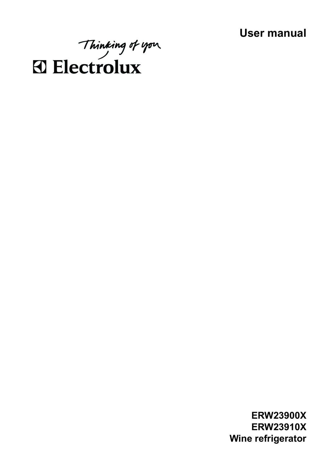 Electrolux user manual ERW23900X ERW23910X Wine refrigerator 