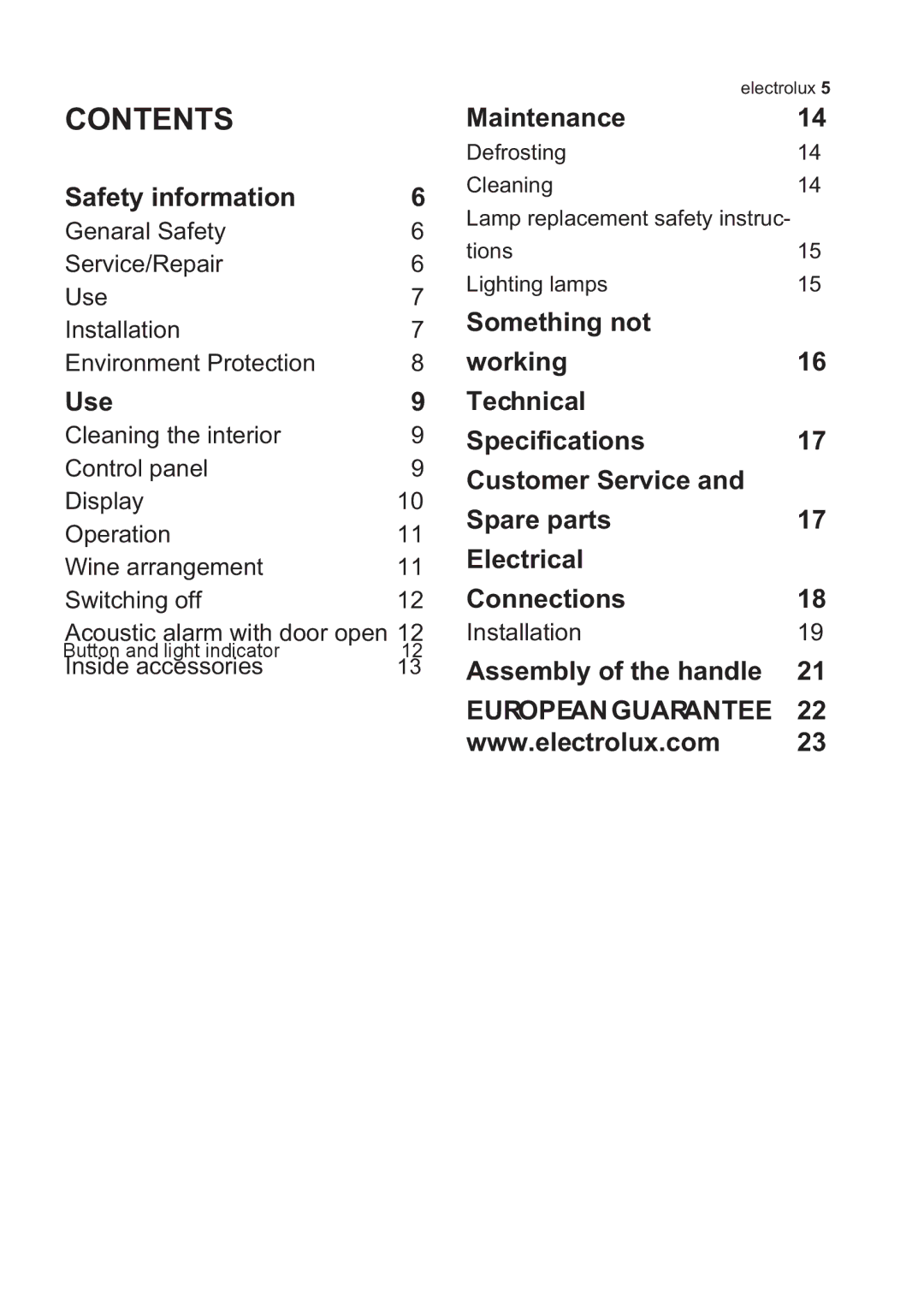 Electrolux ERW23910X, ERW23900X user manual Contents 