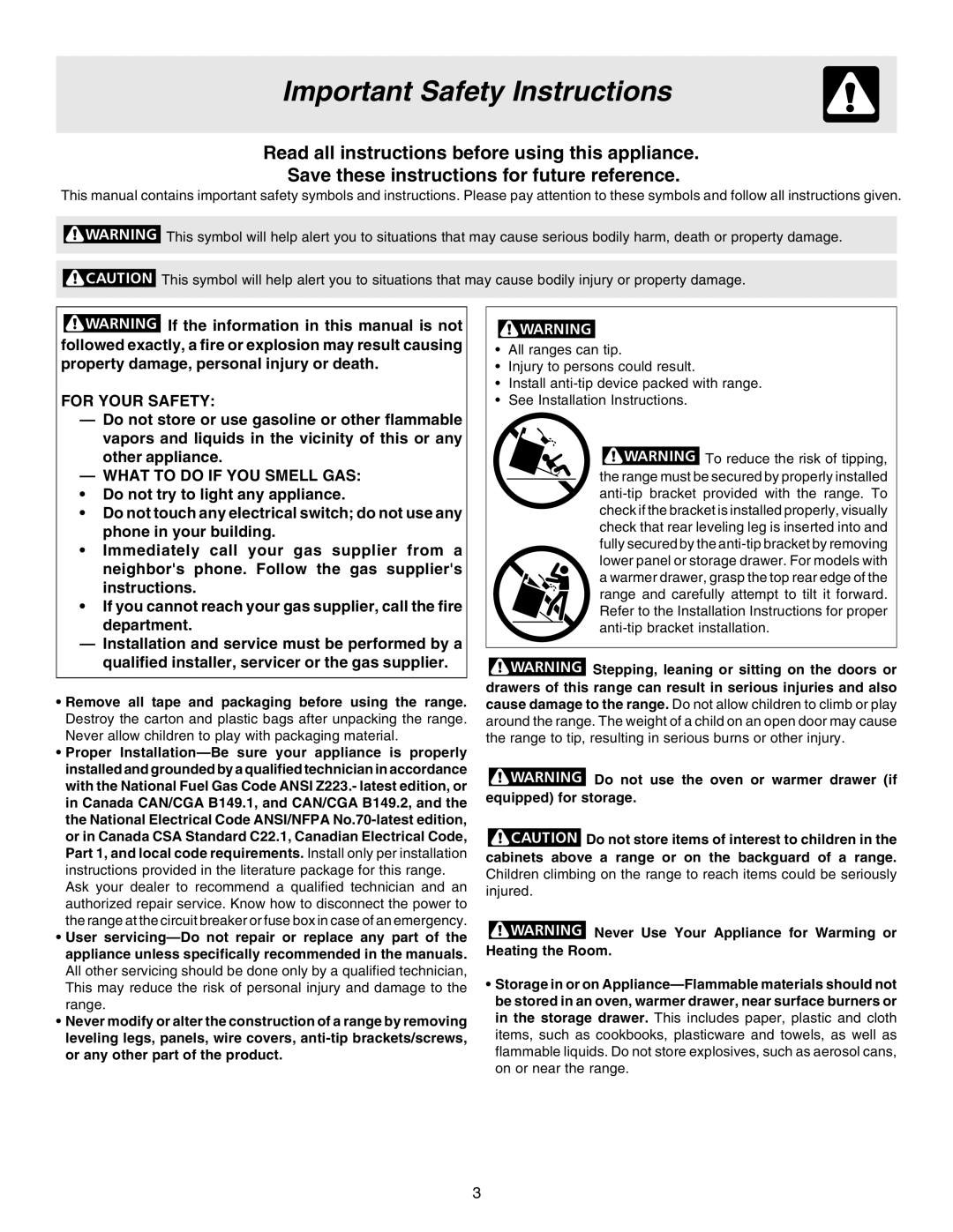 Electrolux ES200/300 manual Important Safety Instructions, For Your Safety 