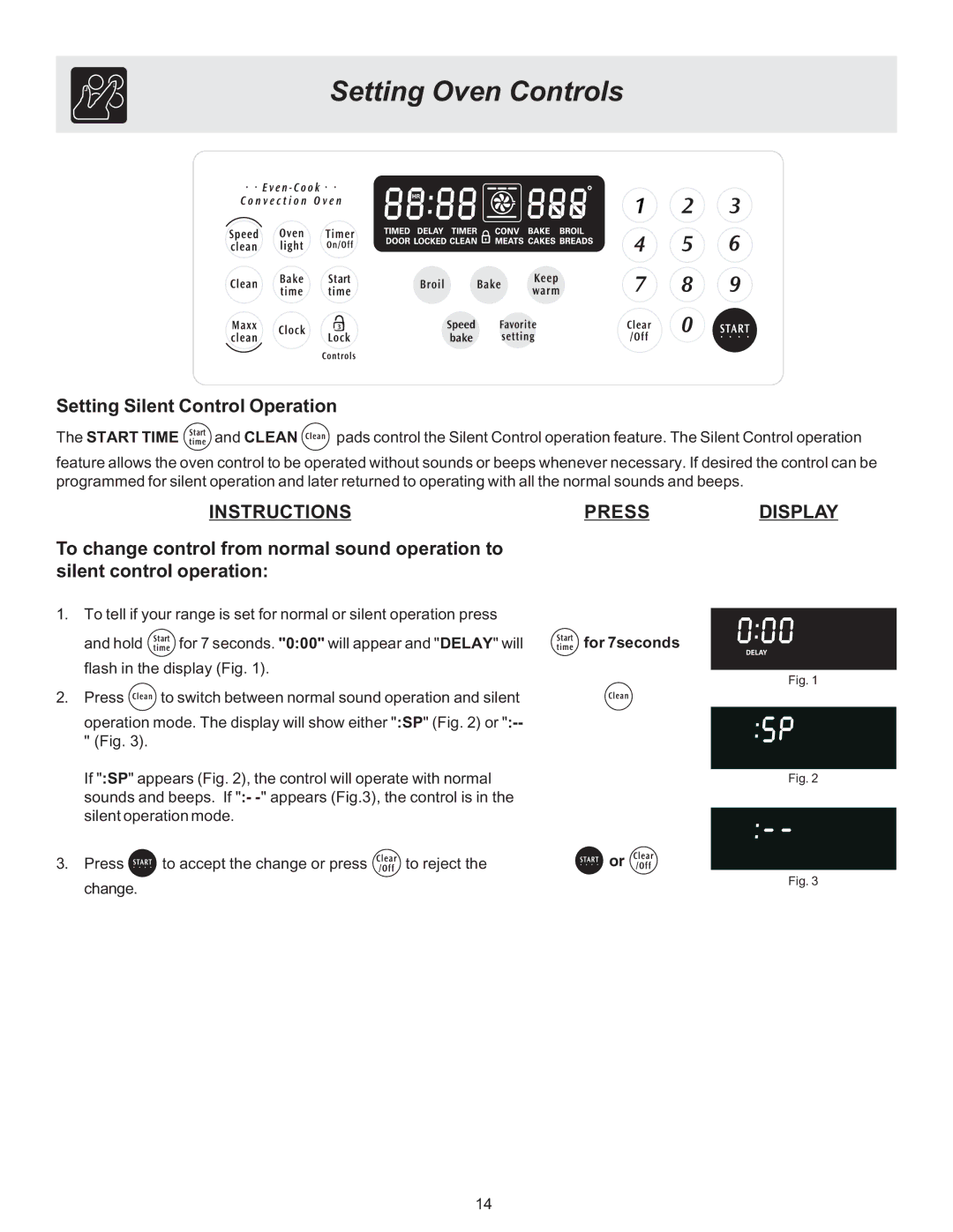 Electrolux ES510L manual Setting Silent Control Operation, Instructions, Pressdisplay 