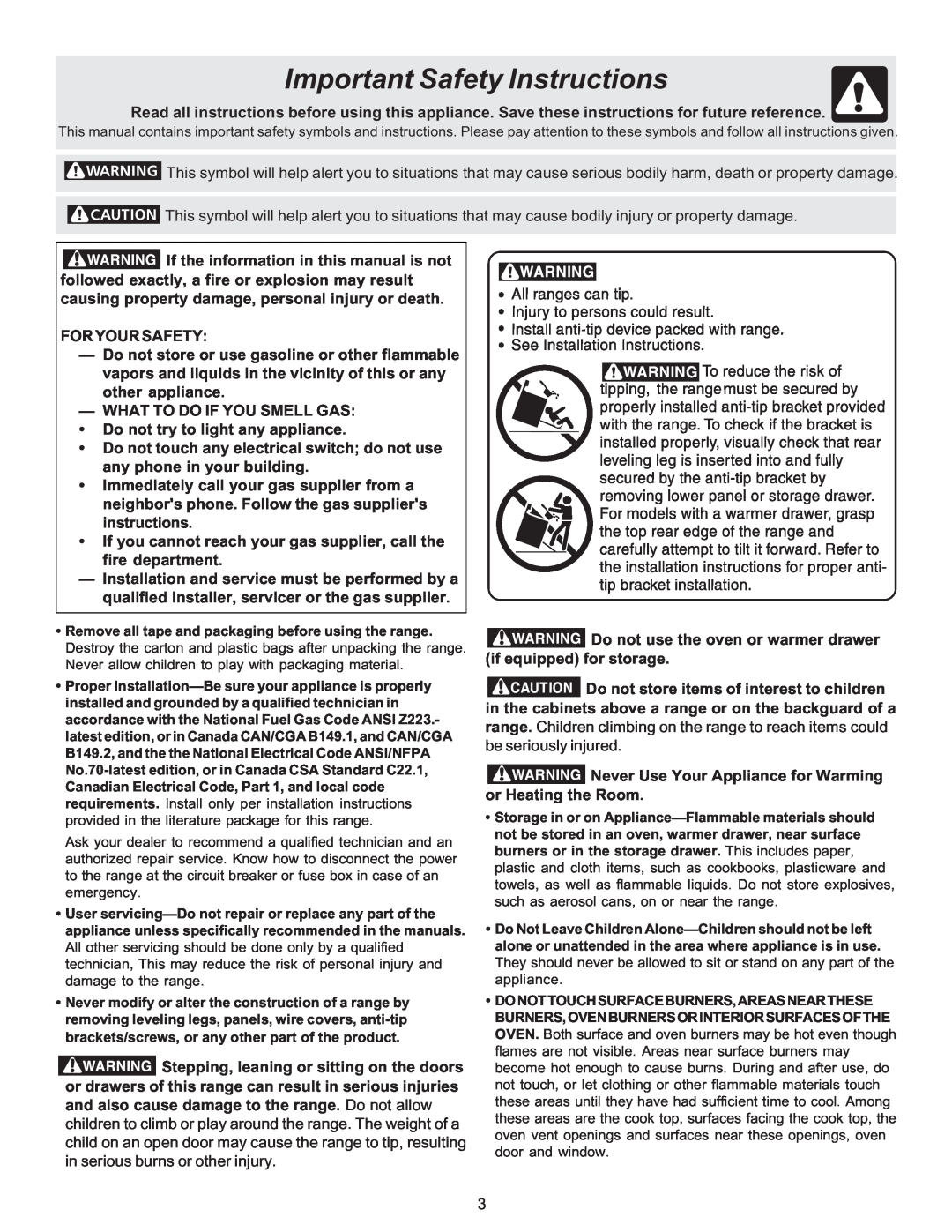 Electrolux ES510L manual Important Safety Instructions 
