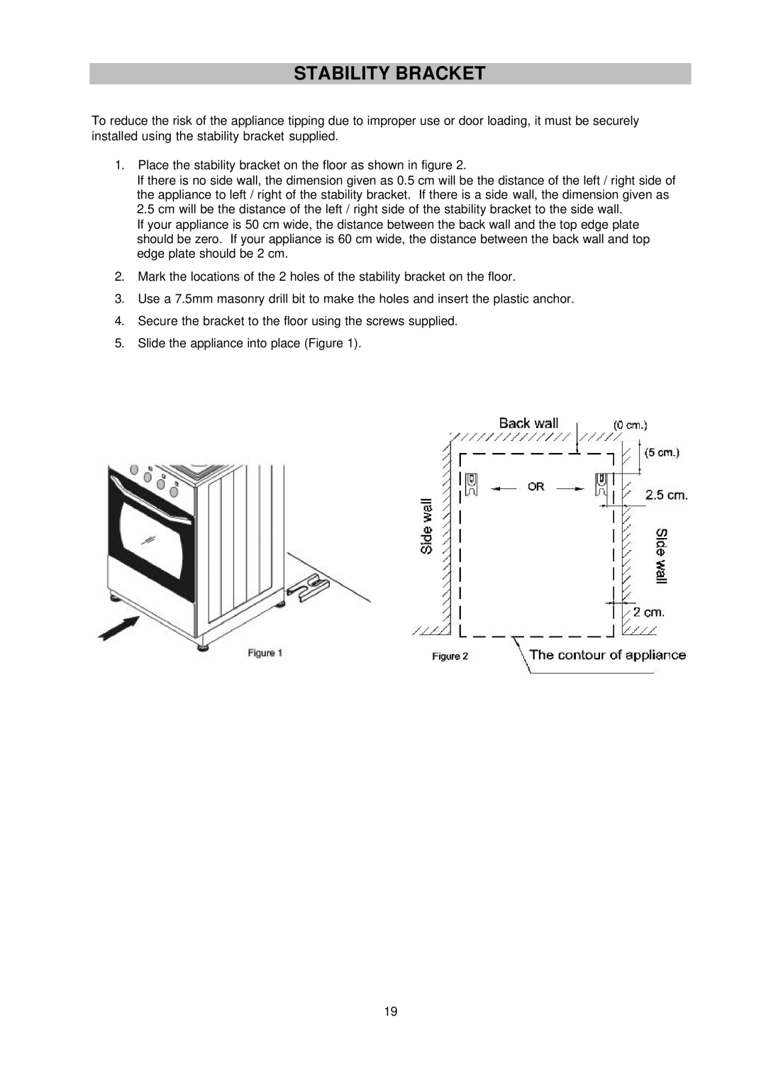 Electrolux ESC5060W manual Stability Bracket 