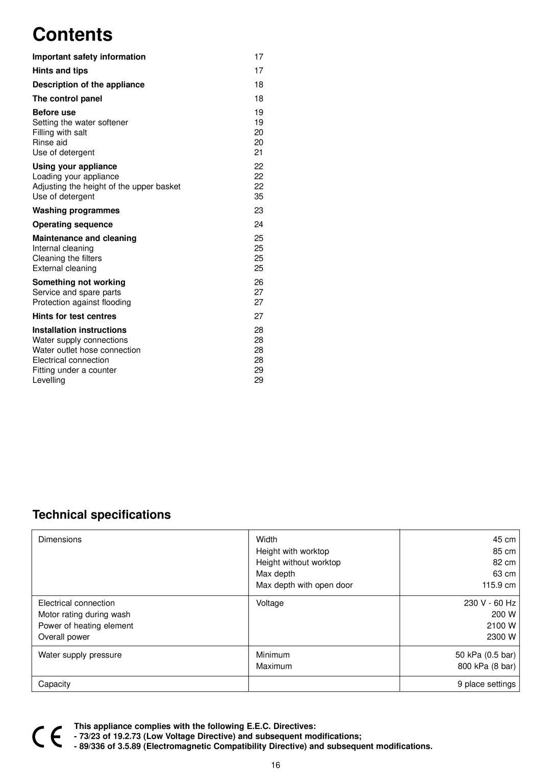 Electrolux ESF 4120 manual Contents 