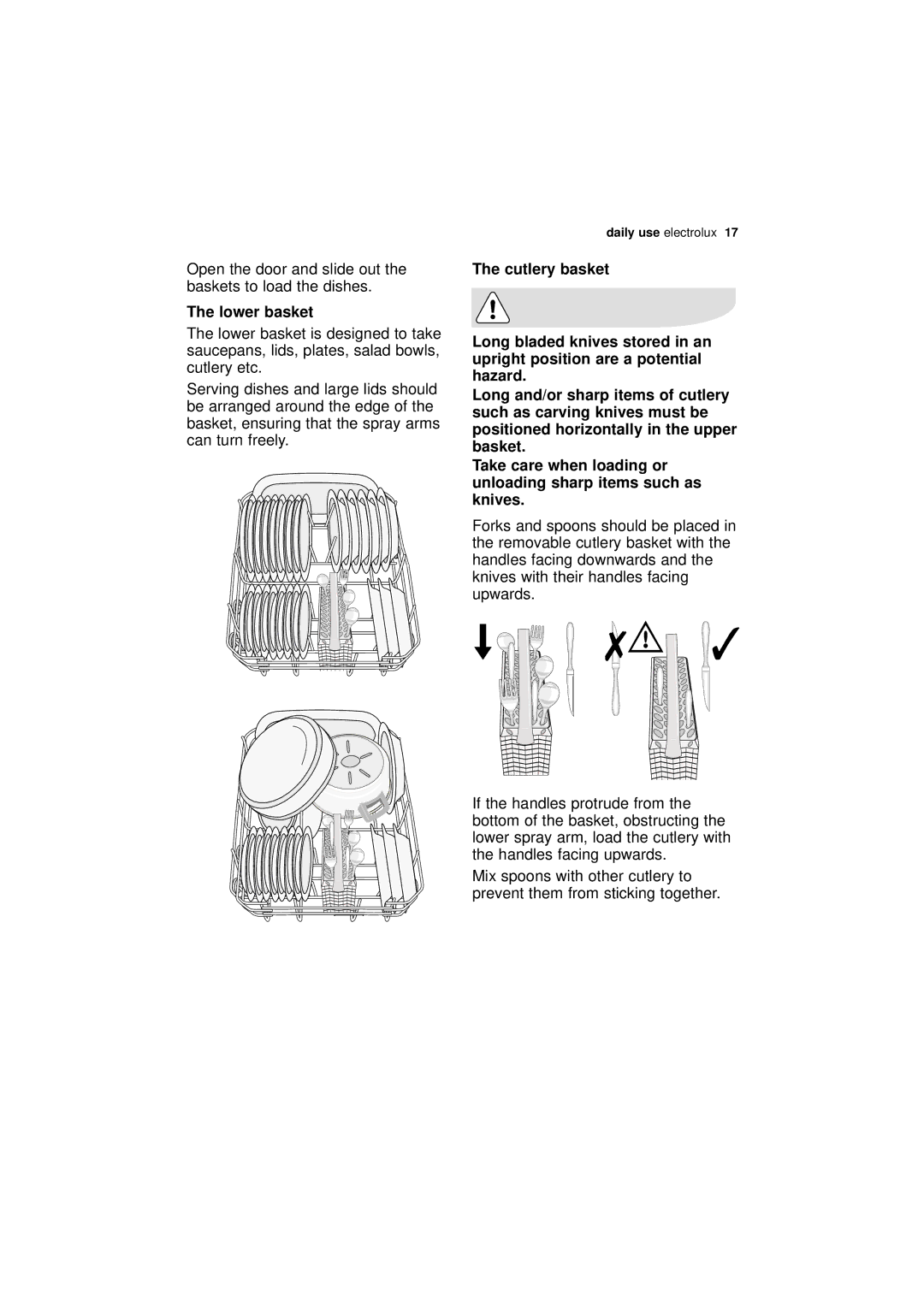 Electrolux ESF 43010 user manual Lower basket 