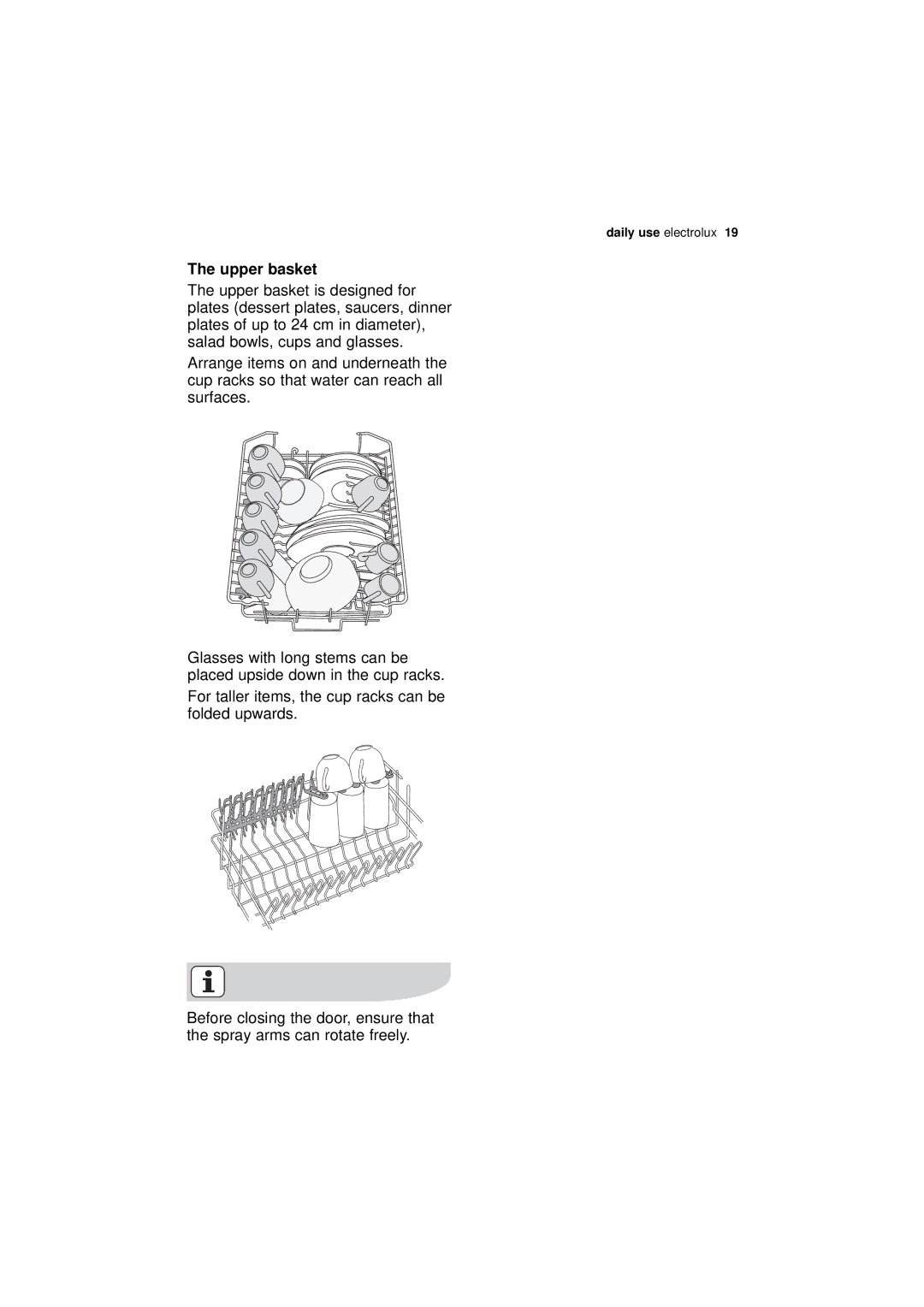 Electrolux ESF 45010 user manual Upper basket 