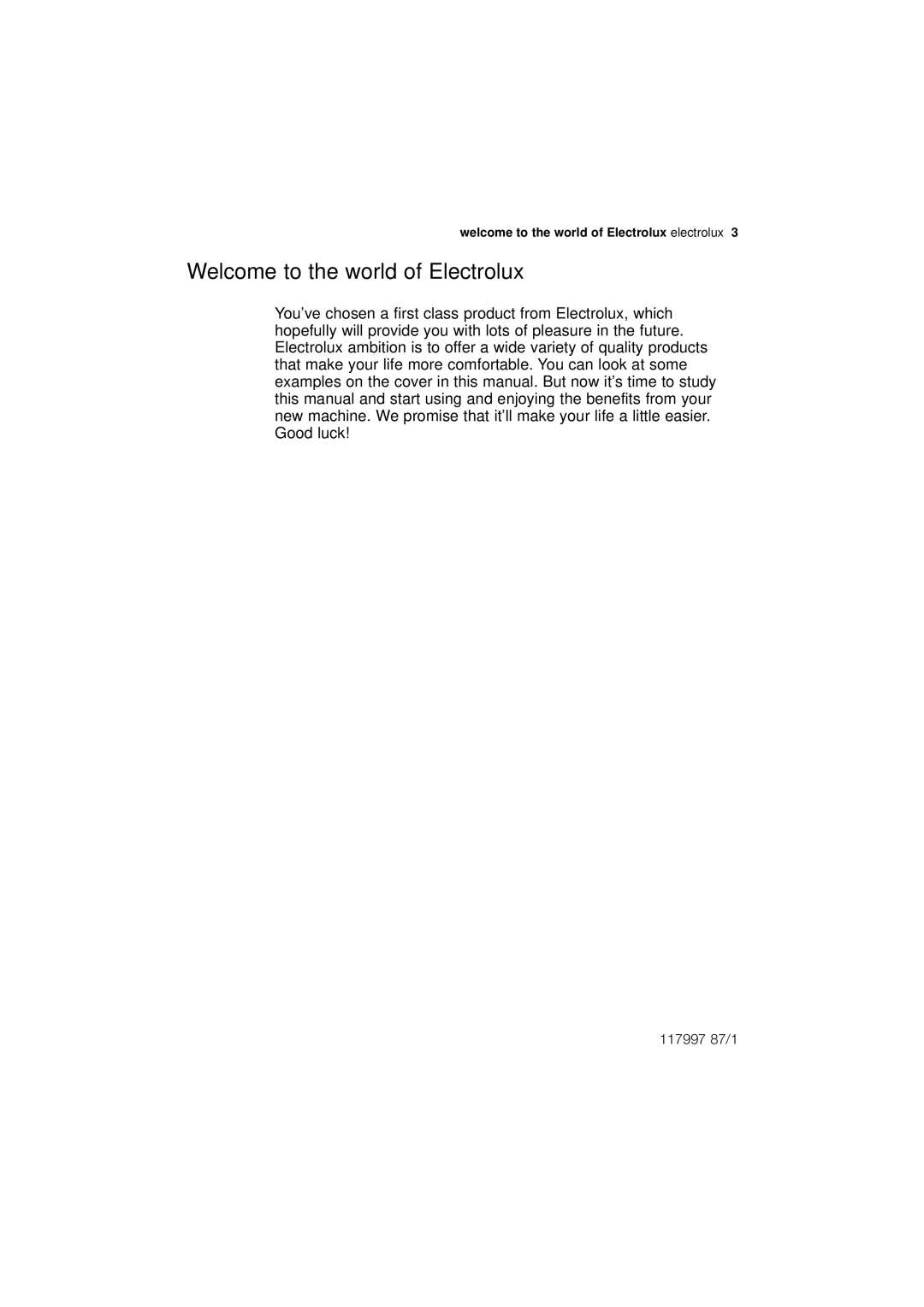 Electrolux ESF 45010 user manual Welcome to the world of Electrolux 