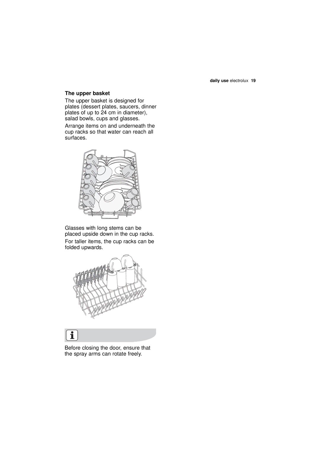 Electrolux ESF 46010 user manual Upper basket 