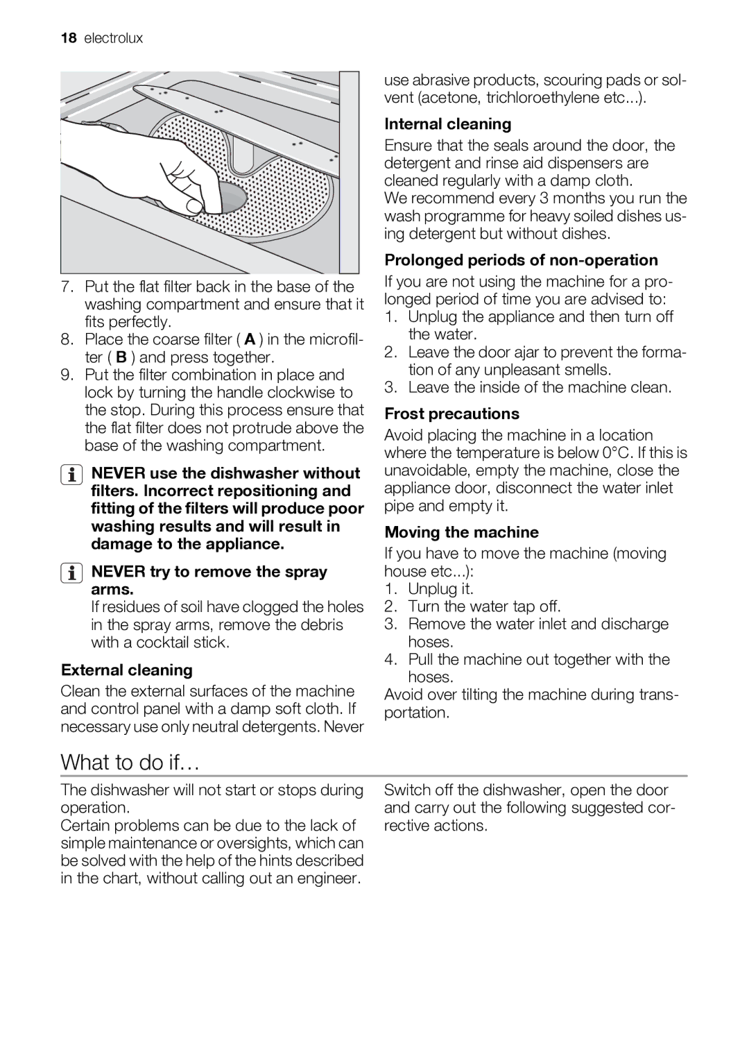 Electrolux ESF 46710 user manual What to do if… 