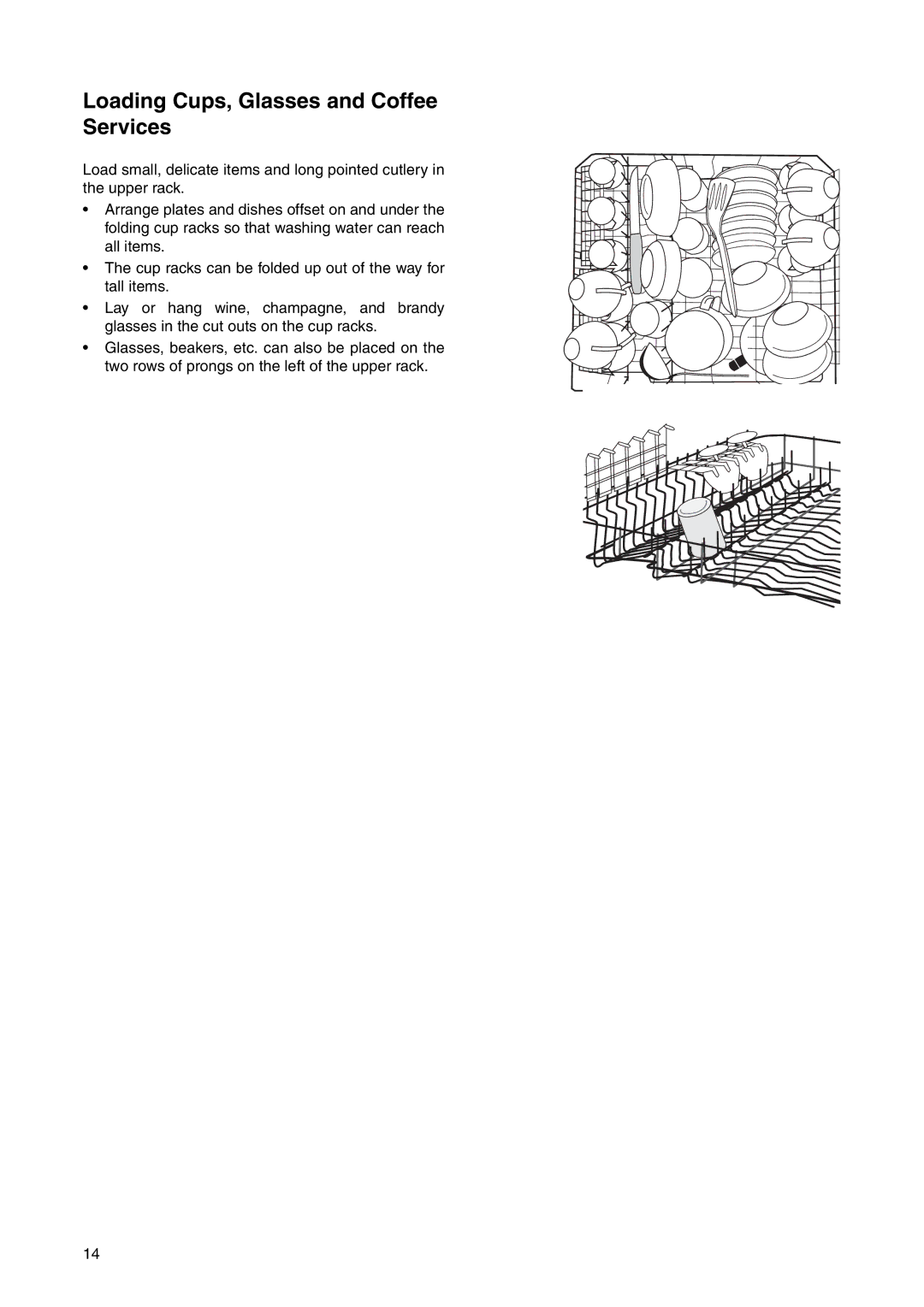 Electrolux ESF 631, ANC 822 manual Loading Cups, Glasses and Coffee Services 