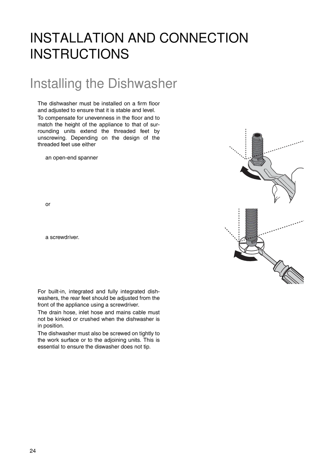 Electrolux ESF 631, ANC 822 manual Installation and Connection Instructions, Installing the Dishwasher 