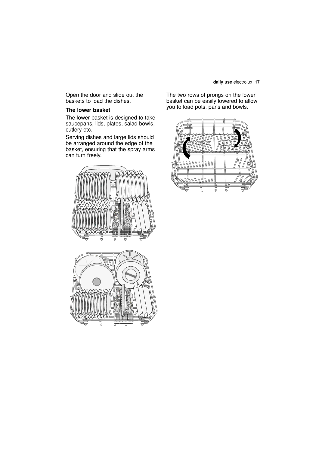 Electrolux ESF 65020 user manual Lower basket 