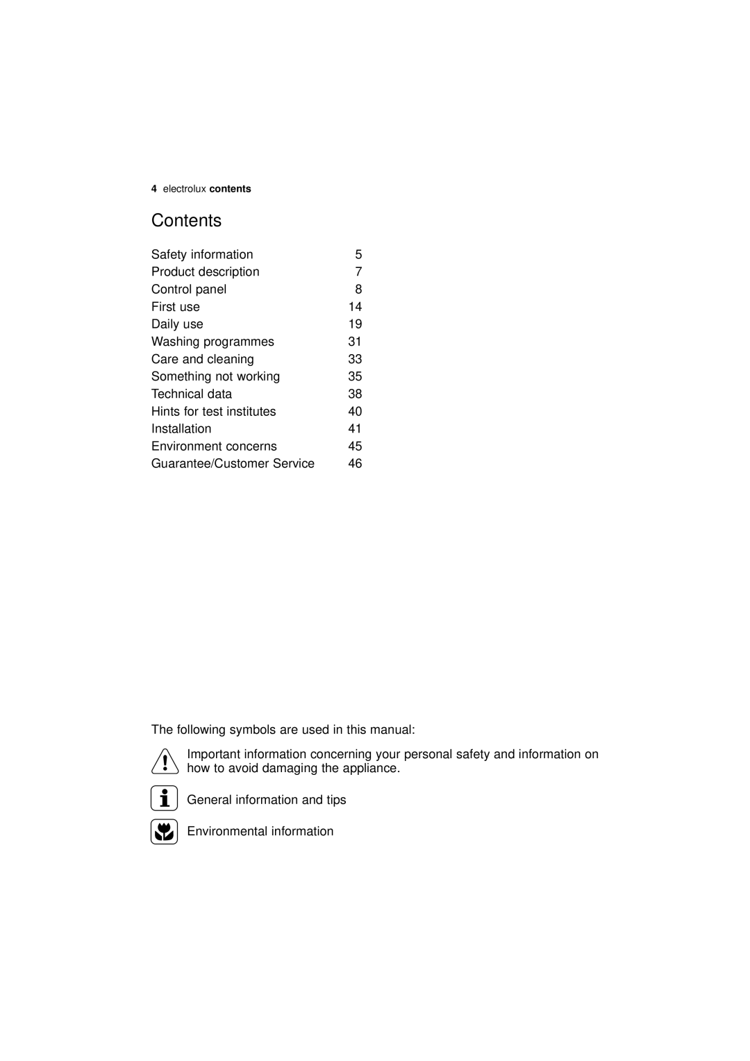 Electrolux ESF 68010 user manual Contents 